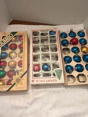 Pyramid Jumbo Glass Christmas Ornaments Vintage Assorted Lot